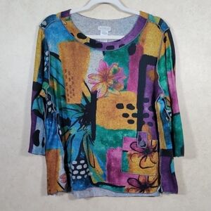 04511 Multiples multi-color lightweight 3/4 sleeve sweater PXL